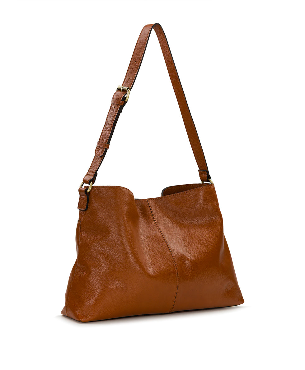 Female - Liora Slouchy Tote - Rugged Natural Grain Leather - cognac - by Patricia Nash - View 10 of 14