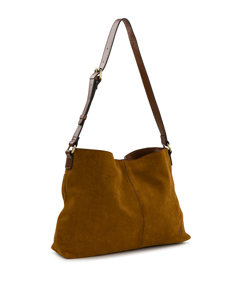 Female - Liora Slouchy Tote | Suede Leather | Cognac - cognac - by Patricia Nash - View 6 of 10