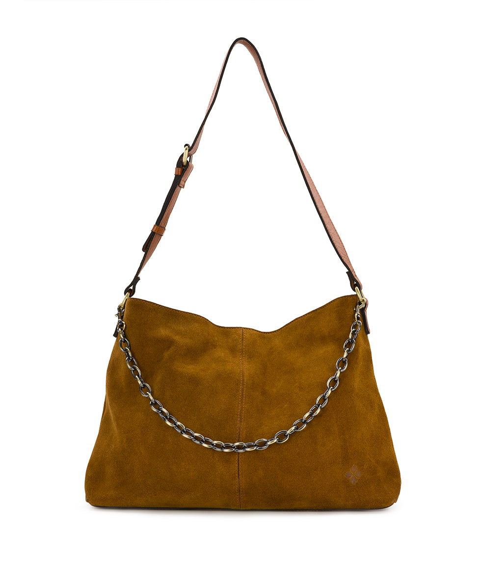 Female - Liora Slouchy Tote with Mini Torri - Suede Leather - cognac - by Patricia Nash - View 3 of 10