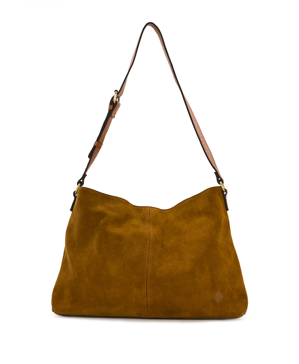 Female - Liora Slouchy Tote with Mini Torri - Suede Leather - cognac - by Patricia Nash - View 4 of 10
