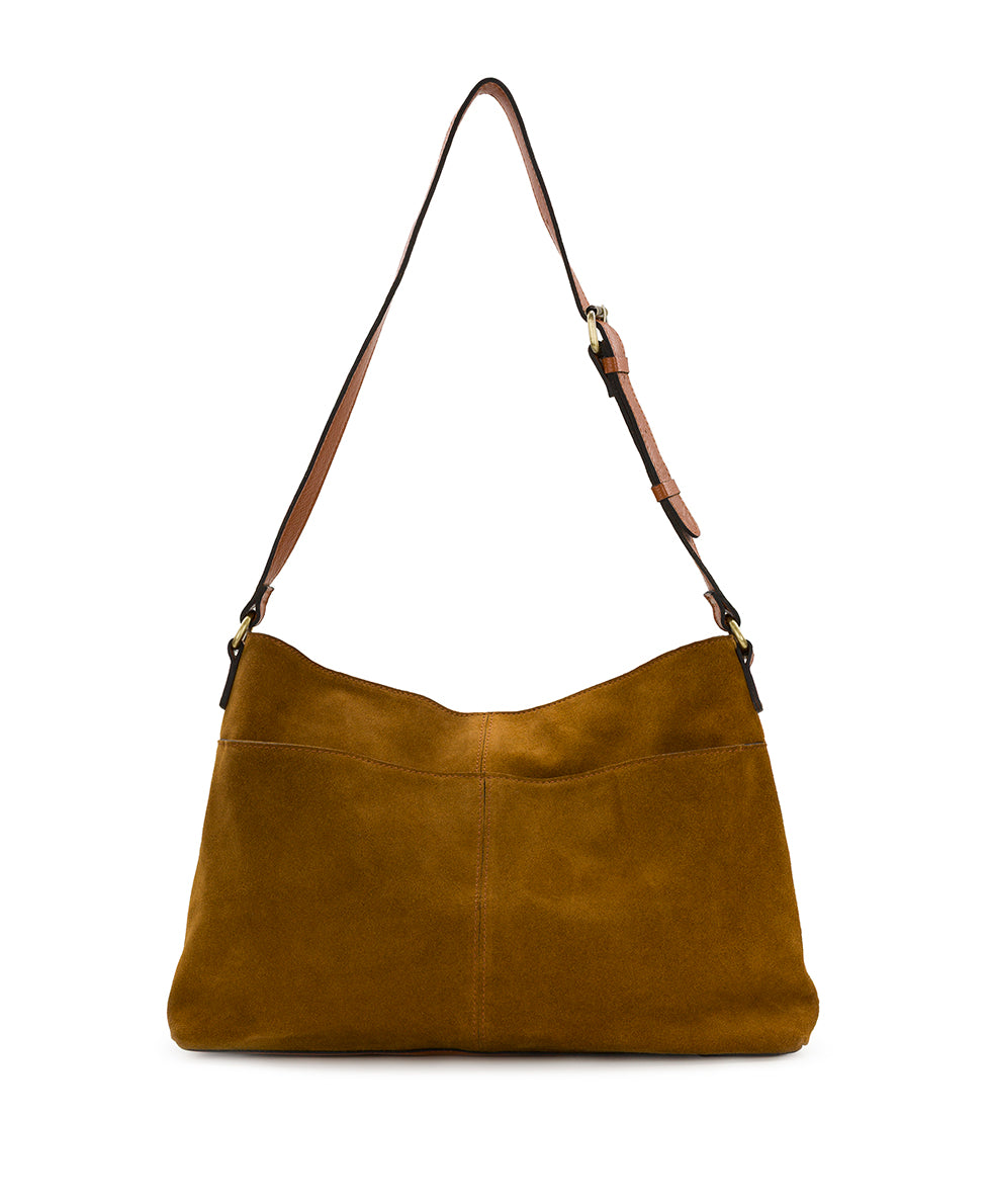 Female - Liora Slouchy Tote with Mini Torri - Suede Leather - cognac - by Patricia Nash - View 5 of 10
