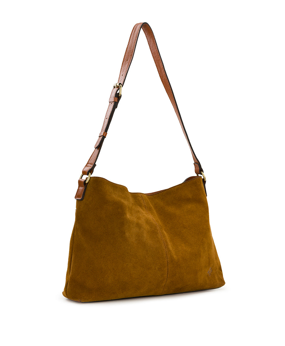 Female - Liora Slouchy Tote with Mini Torri - Suede Leather - cognac - by Patricia Nash - View 6 of 10