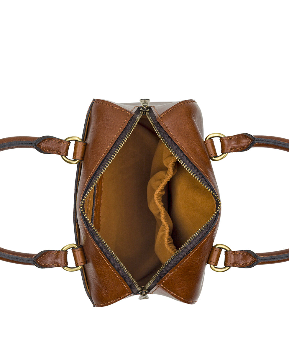 Female - Rodez Satchel with Scarf - Vintage Distressed - cognac - by Patricia Nash - View 4 of 13