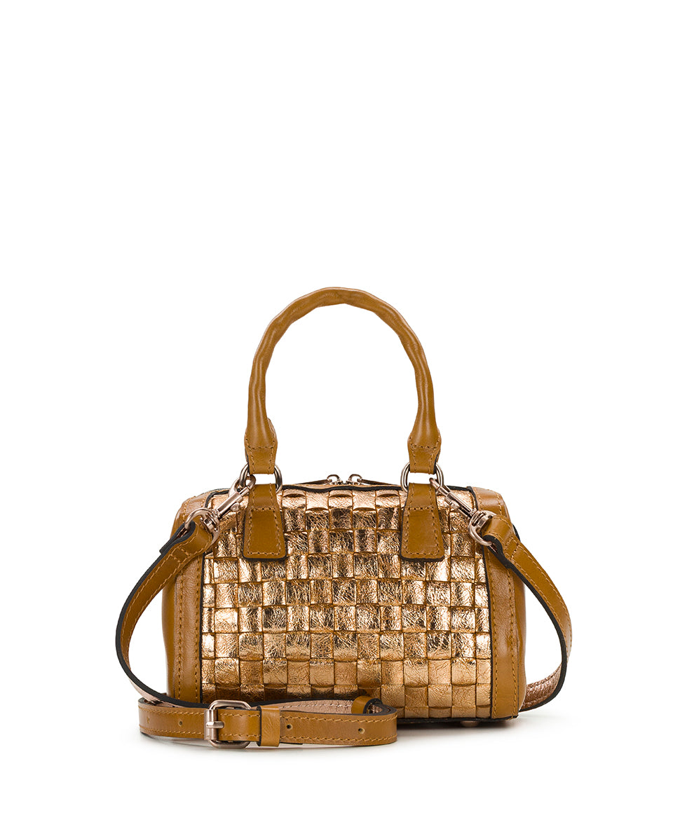 Female - Rodez Satchel -  Vintage Distressed Metallic Woven - light tan - by Patricia Nash - View 1 of 7