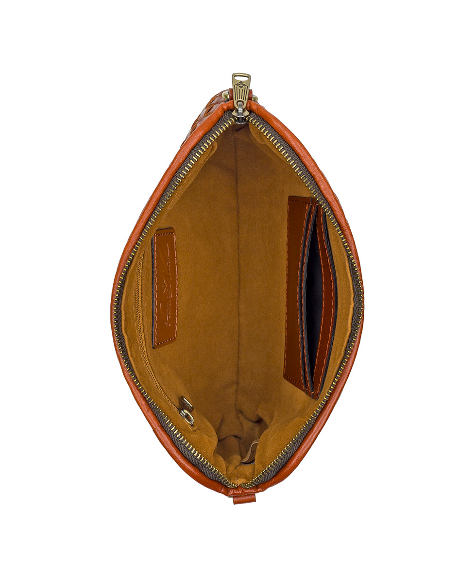 Female - Sevran Crossbody - Hand Stained Woven - cognac - by Patricia Nash - View 9 of 12