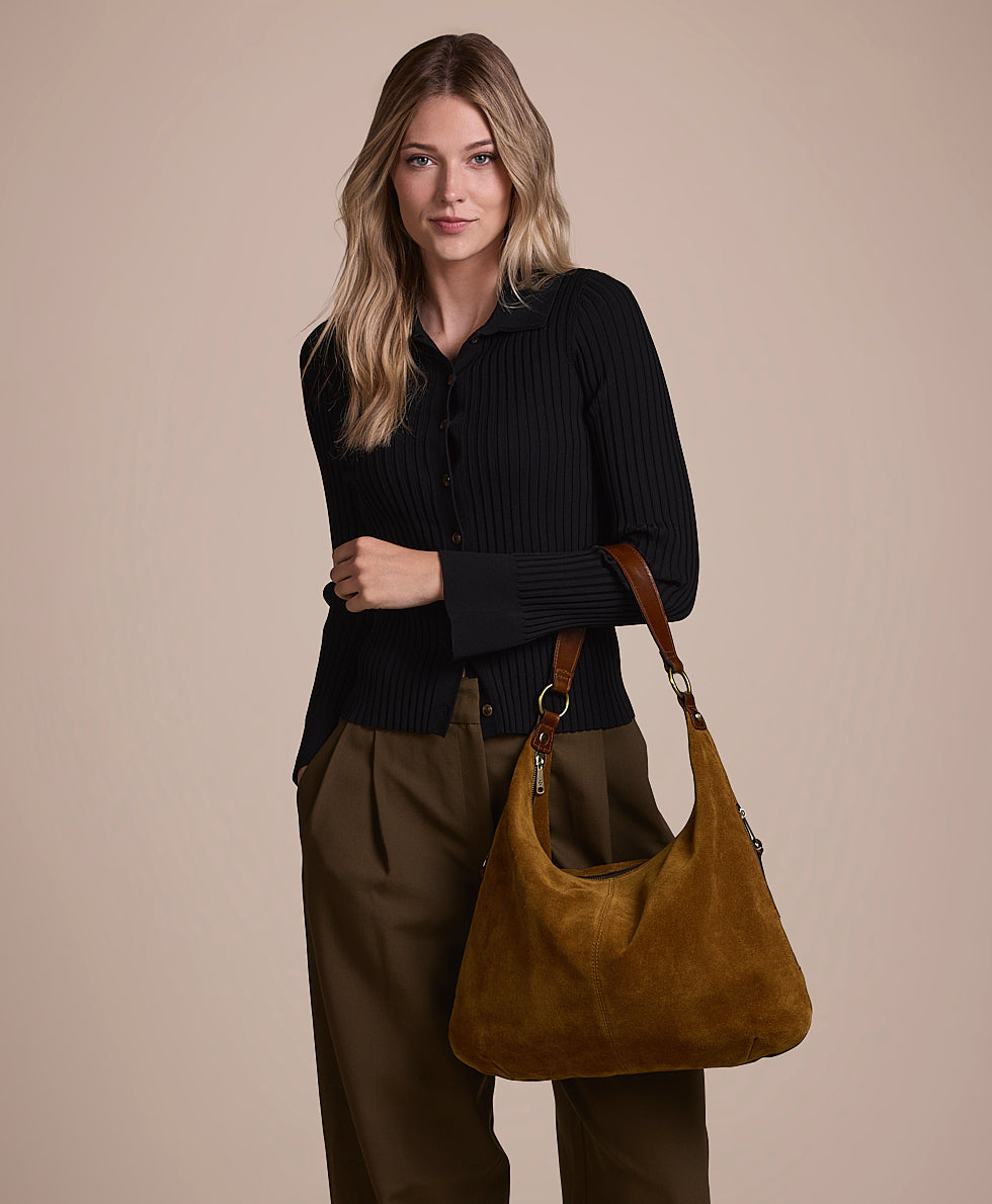 Female - Esther Hobo | Suede Leather | Cognac - cognac - by Patricia Nash - View 2 of 5