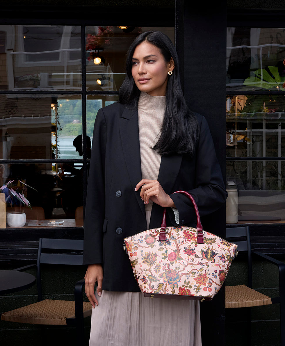 Female - Gretta Shopper Tote | Danish Floral Tapestry  | Danish Floral Tapestry - danish floral tapestry - by Patricia Nash - View 2 of 7