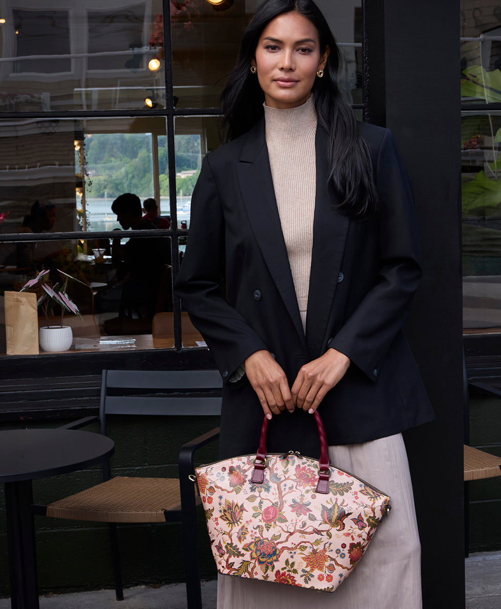 Female - Gretta Shopper Tote | Danish Floral Tapestry  | Danish Floral Tapestry - danish floral tapestry - by Patricia Nash - View 6 of 7