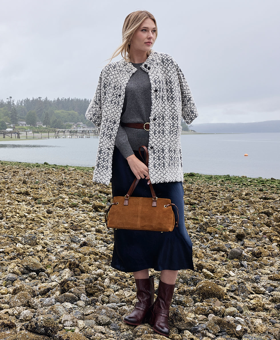Female - Linnea Shoulder Bag | Suede Leather | Cognac - cognac - by Patricia Nash - View 2 of 6
