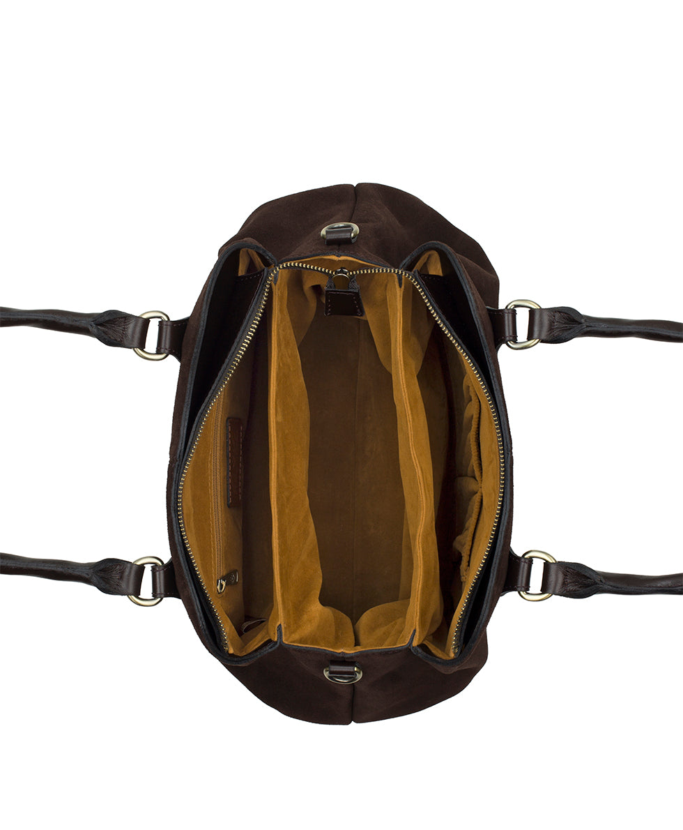 Female - Johanne Satchel | Suede Leather | Chocolate - chocolate - by Patricia Nash - View 4 of 4
