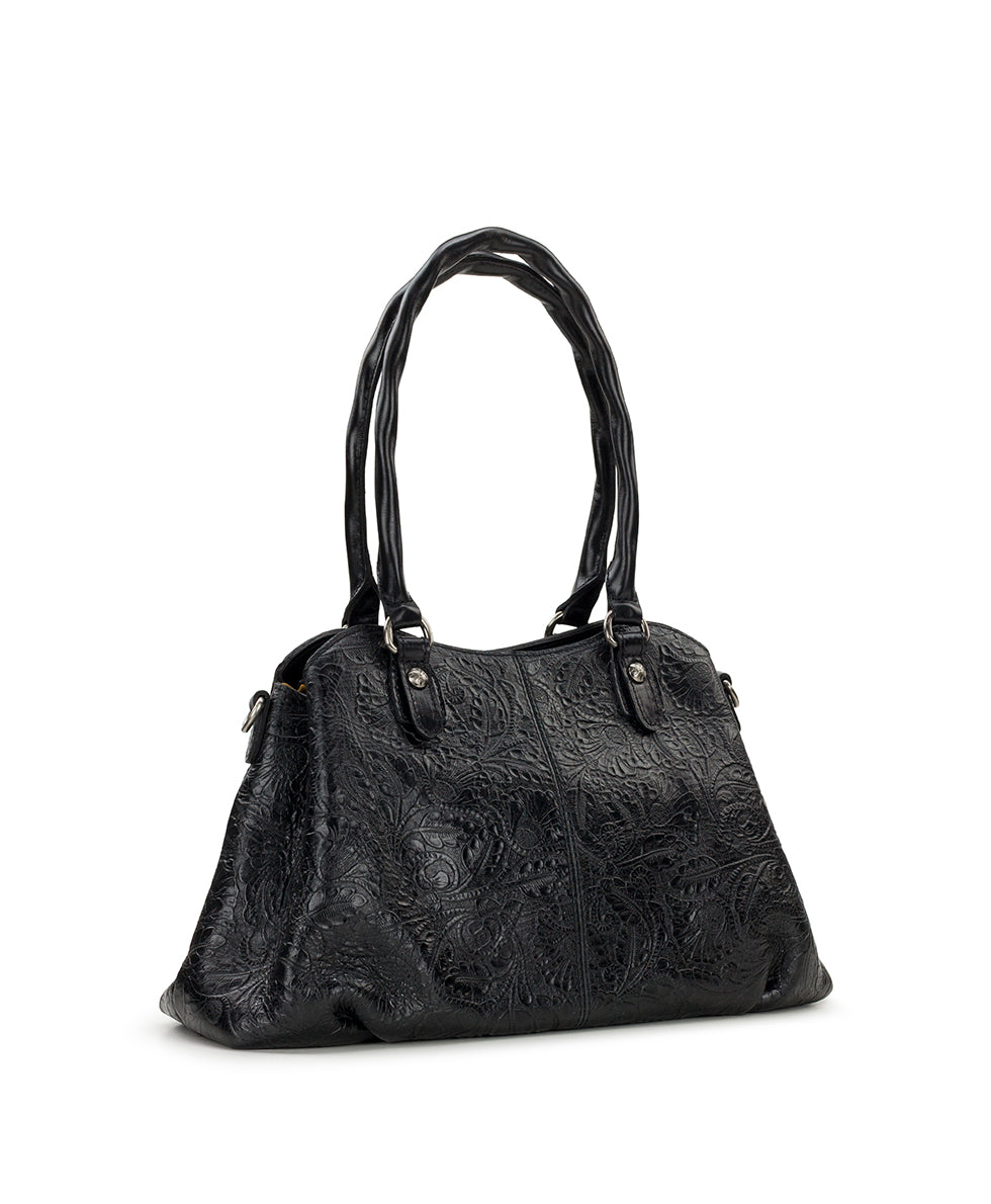 Female - Johanne Satchel | Brazilian Supple Tooled | Black - black - by Patricia Nash - View 4 of 6
