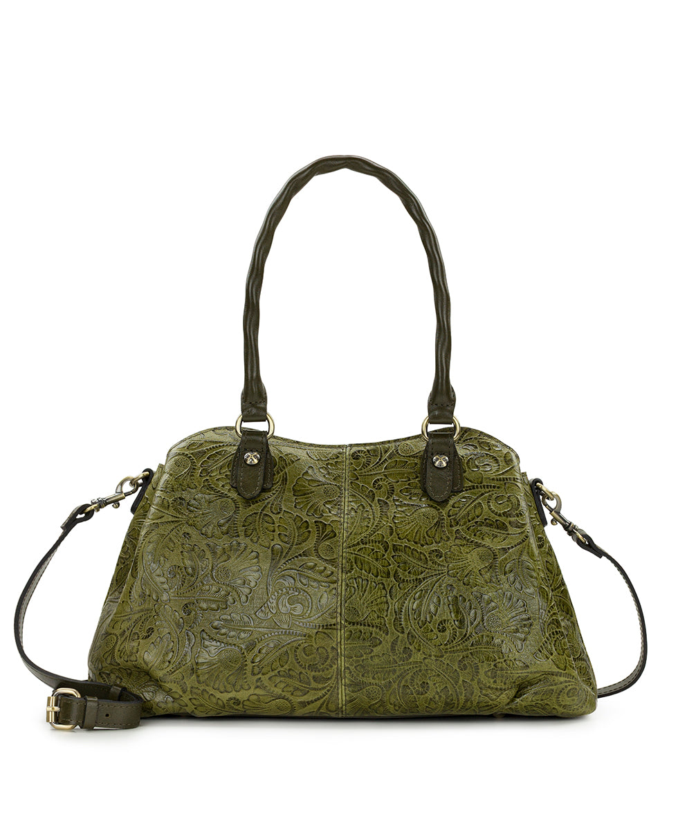 Female - Johanne Satchel | Brazilian Supple Tooled | Olive - olive - by Patricia Nash - View 1 of 5