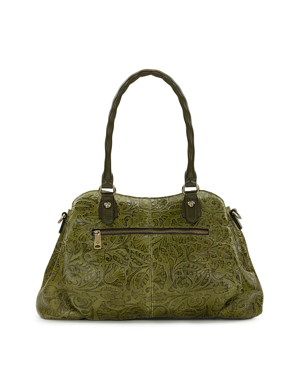 Female - Johanne Satchel | Brazilian Supple Tooled | Olive - olive - by Patricia Nash - View 3 of 5