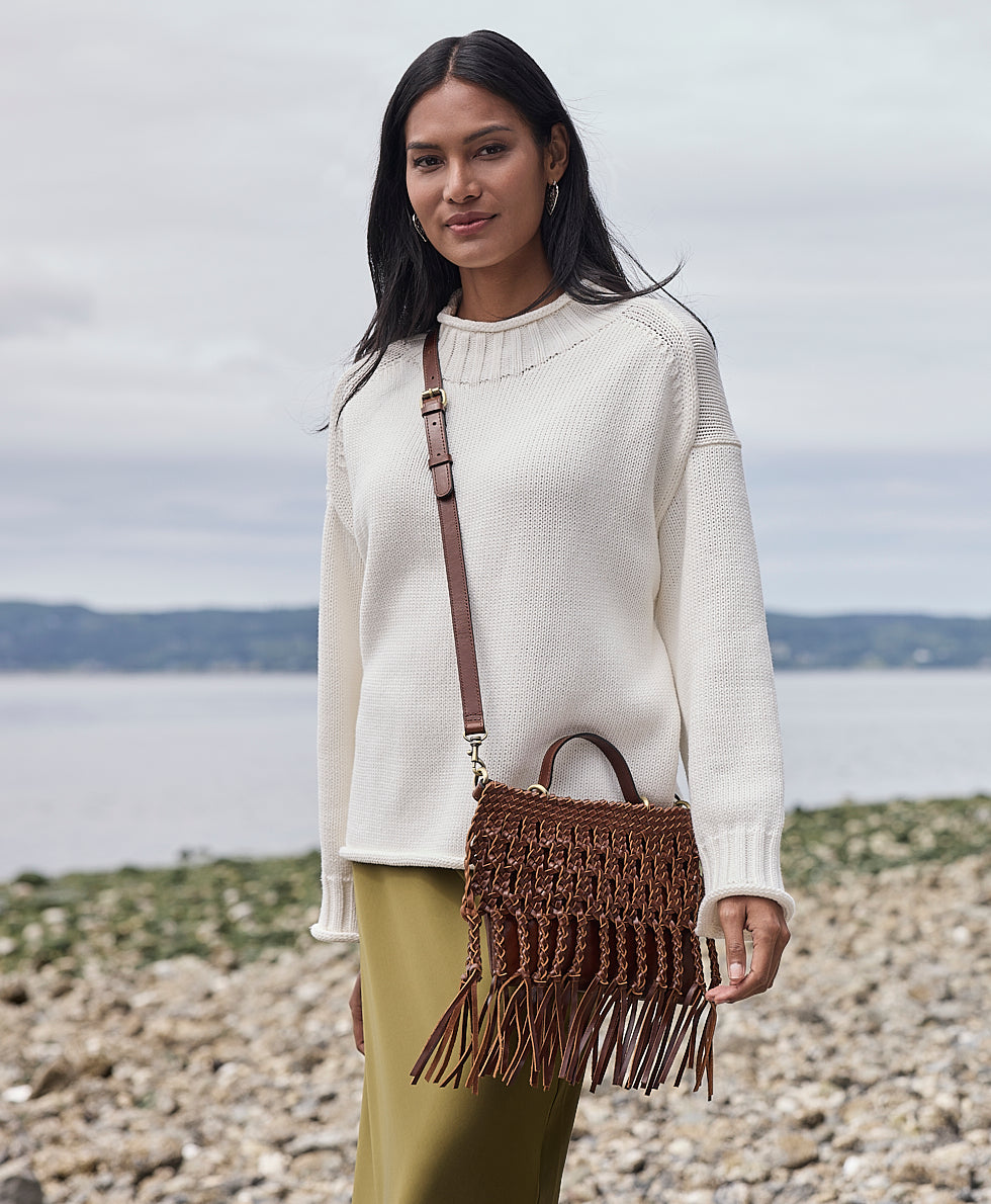 Female - Marit Braided Crossbody | Specialty Woven Leather | Cognac - cognac - by Patricia Nash - View 2 of 6