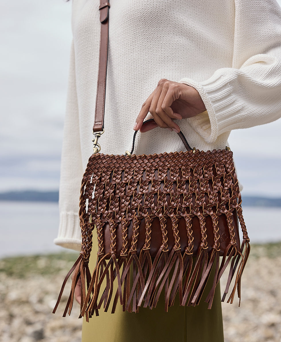 Female - Marit Braided Crossbody | Specialty Woven Leather | Cognac - cognac - by Patricia Nash - View 6 of 6