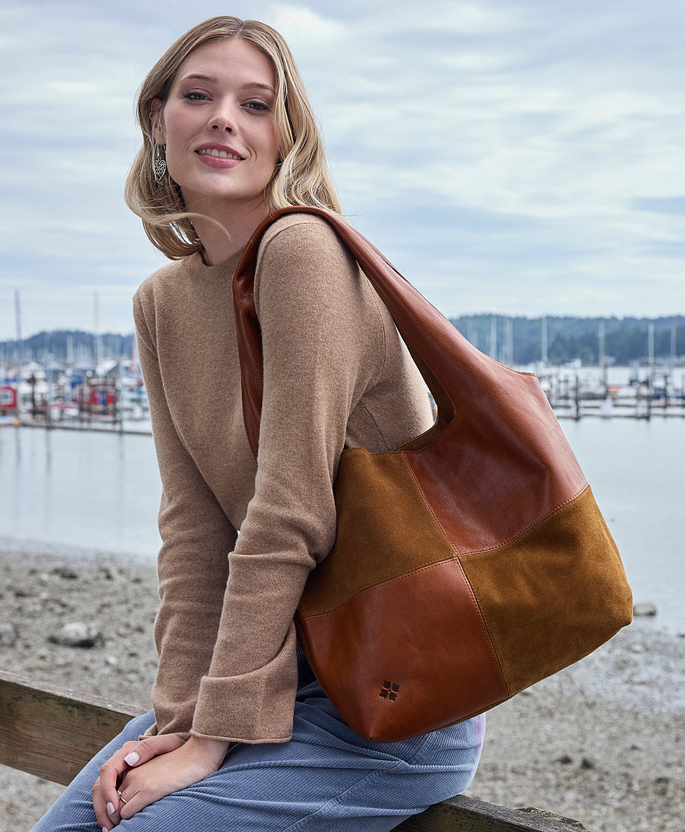 Female - Toni Tote | Suede and Rugged | Cognac - cognac - by Patricia Nash - View 2 of 5