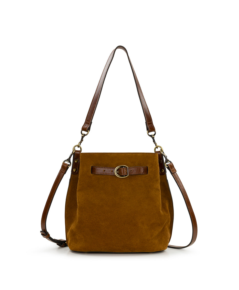 Female - Laren Top Handle | Suede Leather | Cognac - cognac - by Patricia Nash - View 1 of 4
