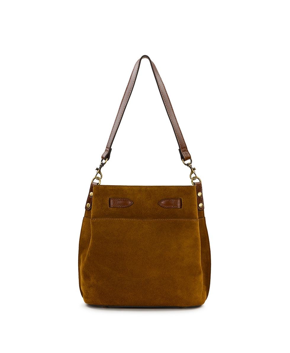 Female - Laren Top Handle | Suede Leather | Cognac - cognac - by Patricia Nash - View 2 of 4