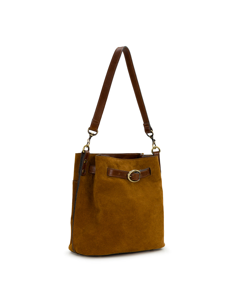 Female - Laren Top Handle | Suede Leather | Cognac - cognac - by Patricia Nash - View 3 of 4