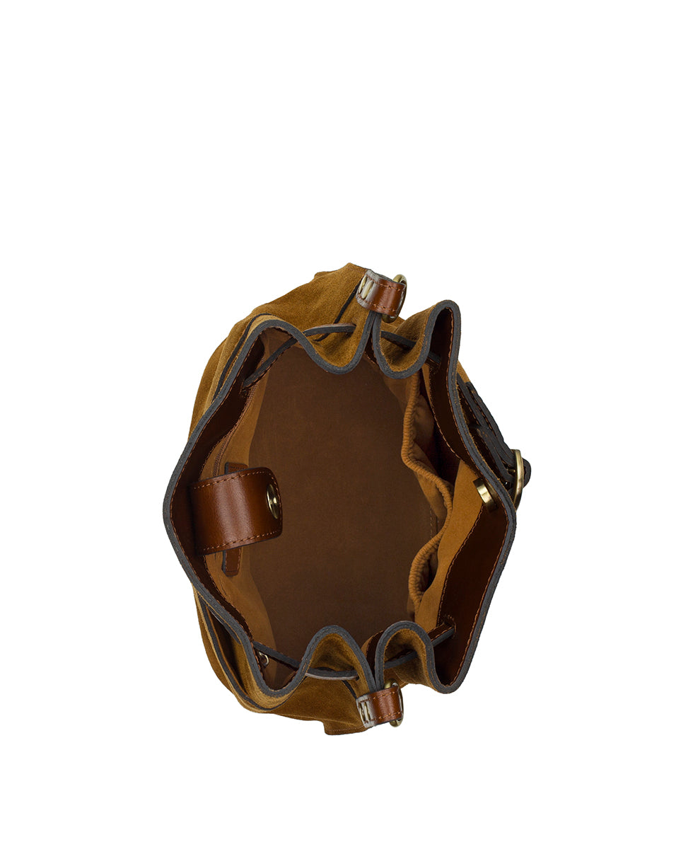 Female - Laren Top Handle | Suede Leather | Cognac - cognac - by Patricia Nash - View 4 of 4