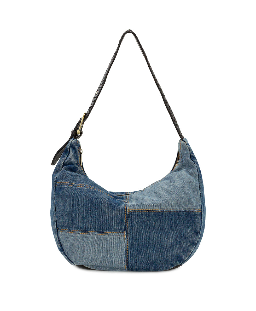 Female - Lou Hobo Bag - Denim Patchwork - dark denim/light denim - by Patricia Nash - View 1 of 6
