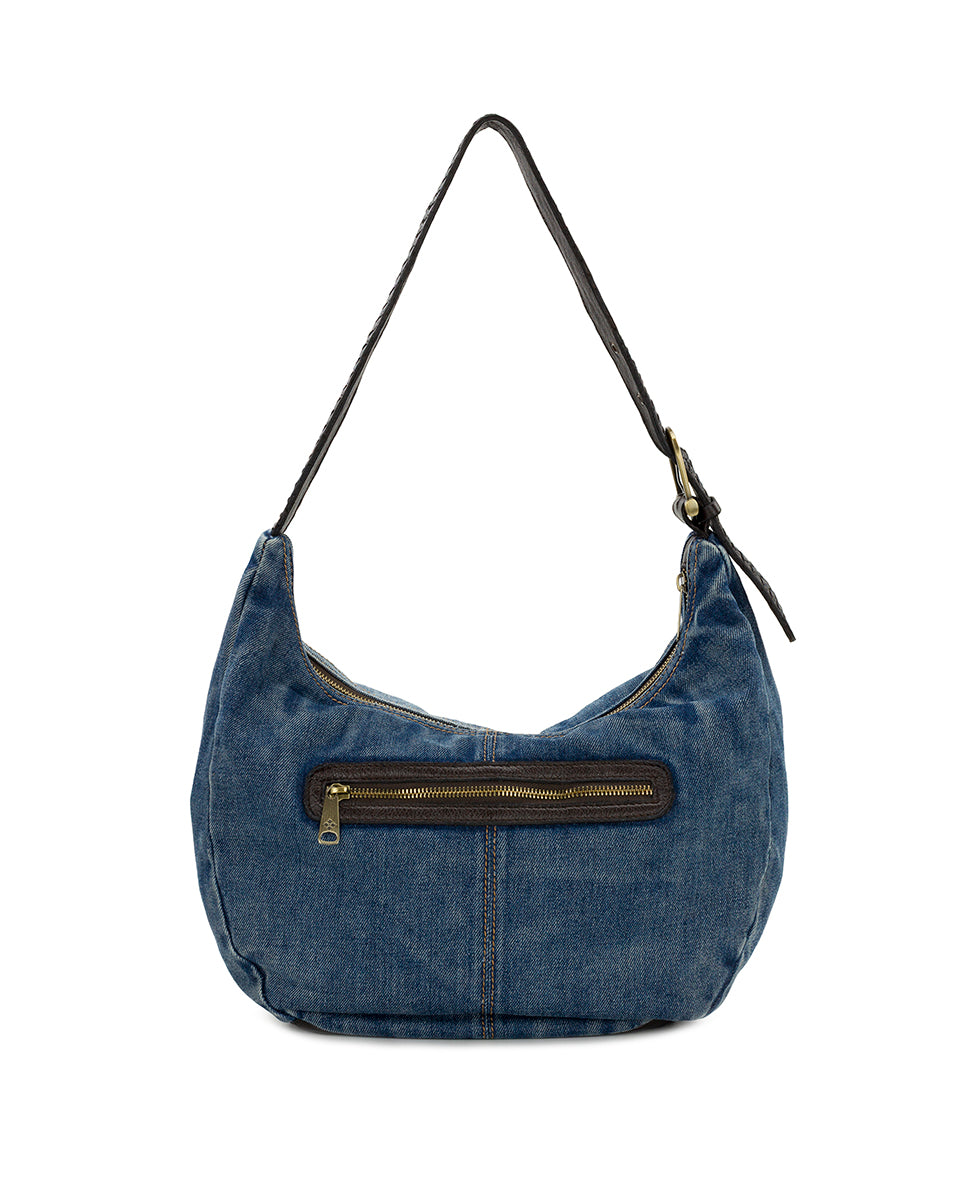 Female - Lou Hobo Bag - Denim Patchwork - dark denim/light denim - by Patricia Nash - View 2 of 6