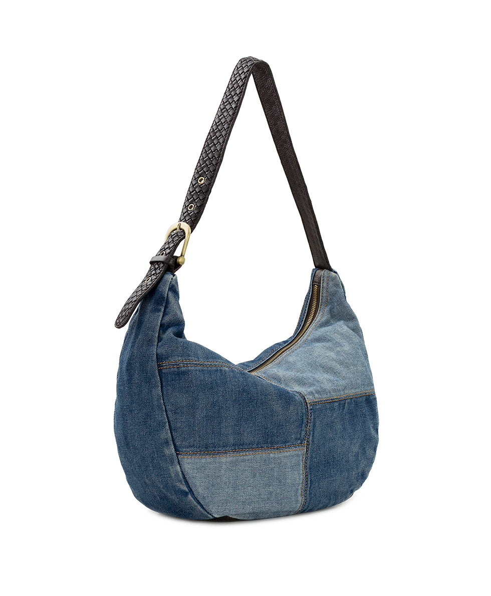 Female - Lou Hobo Bag - Denim Patchwork - dark denim/light denim - by Patricia Nash - View 3 of 6
