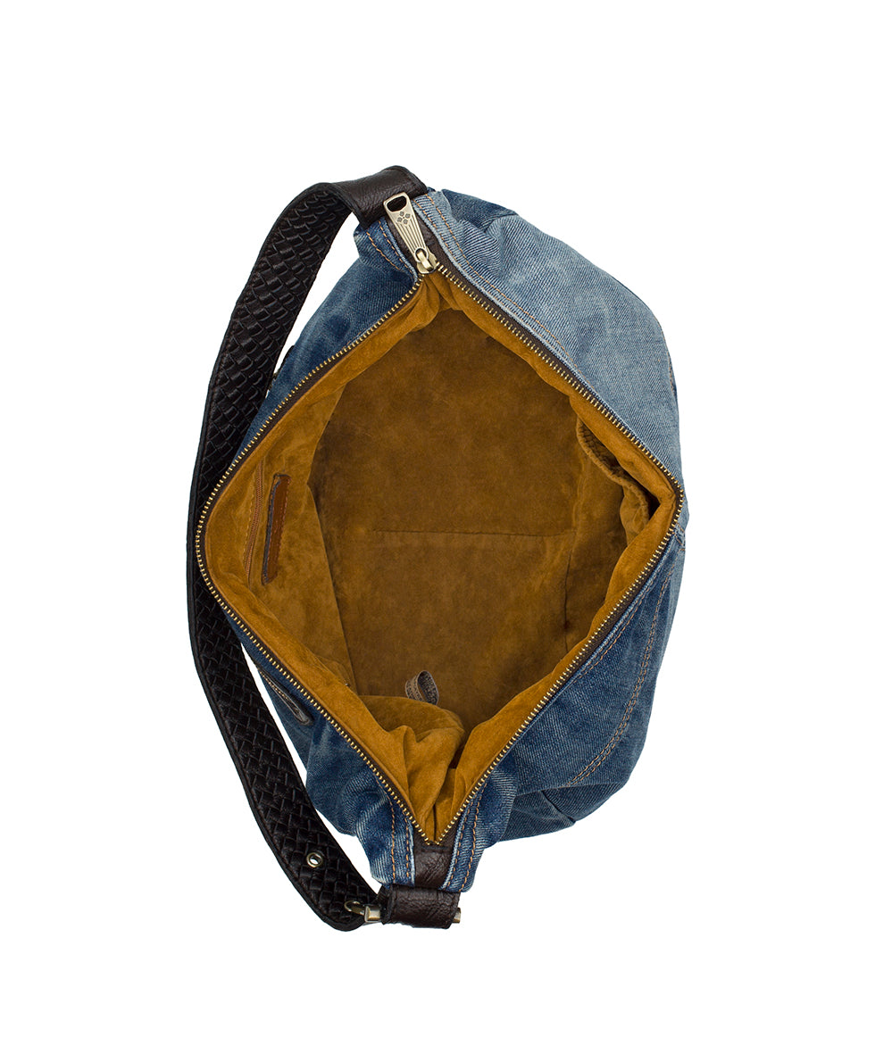 Female - Lou Hobo Bag - Denim Patchwork - dark denim/light denim - by Patricia Nash - View 5 of 6