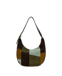 Lou Hobo | Suede Patchwork | Chocolate/Cognac/Olive/Nordic Blue