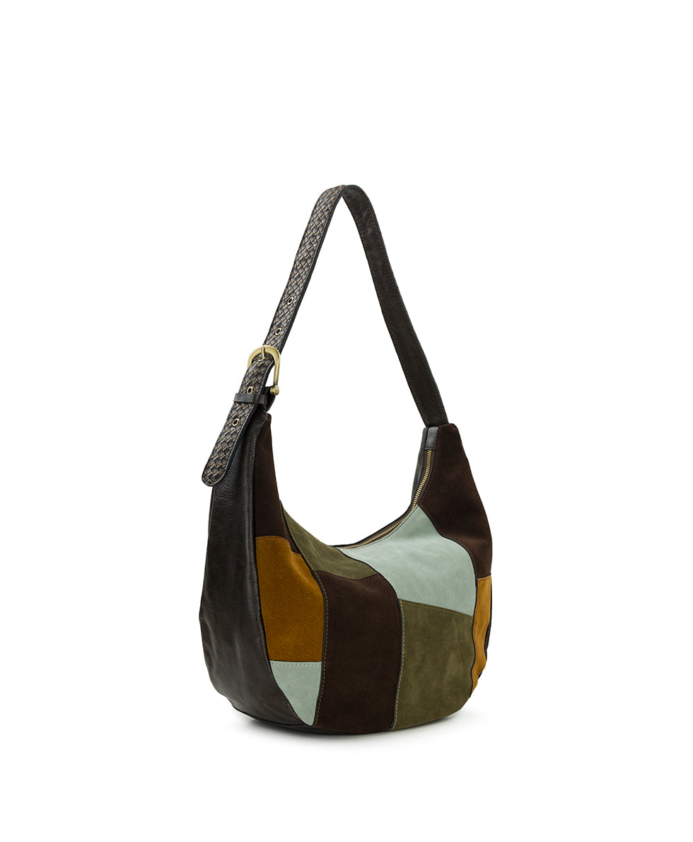 Female - Lou Hobo | Suede Patchwork | Chocolate/Cognac/Olive/Nordic Blue - chocolate/cognac/olive/nordic blue - by Patricia Nash - View 3 of 5