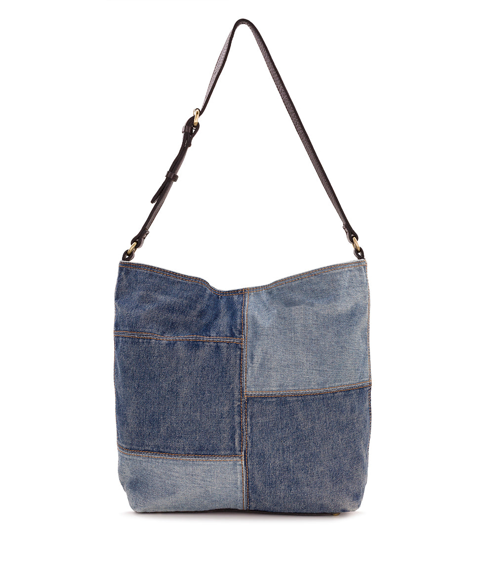 Female - Heidal Shoulder Bag | Patchwork Denim | Dark Denim/Light Denim - dark denim/light denim - by Patricia Nash - View 1 of 4