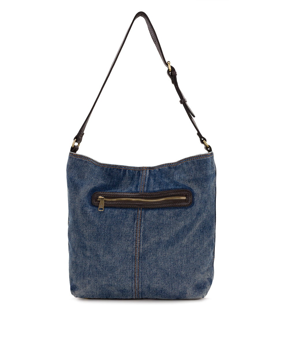 Female - Heidal Shoulder Bag | Patchwork Denim | Dark Denim/Light Denim - dark denim/light denim - by Patricia Nash - View 2 of 4