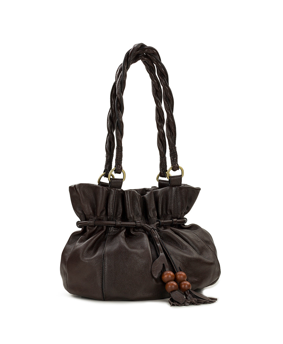 Female - Freja Drawstring | Rugged Natural Grain | Chocolate - chocolate - by Patricia Nash - View 3 of 5