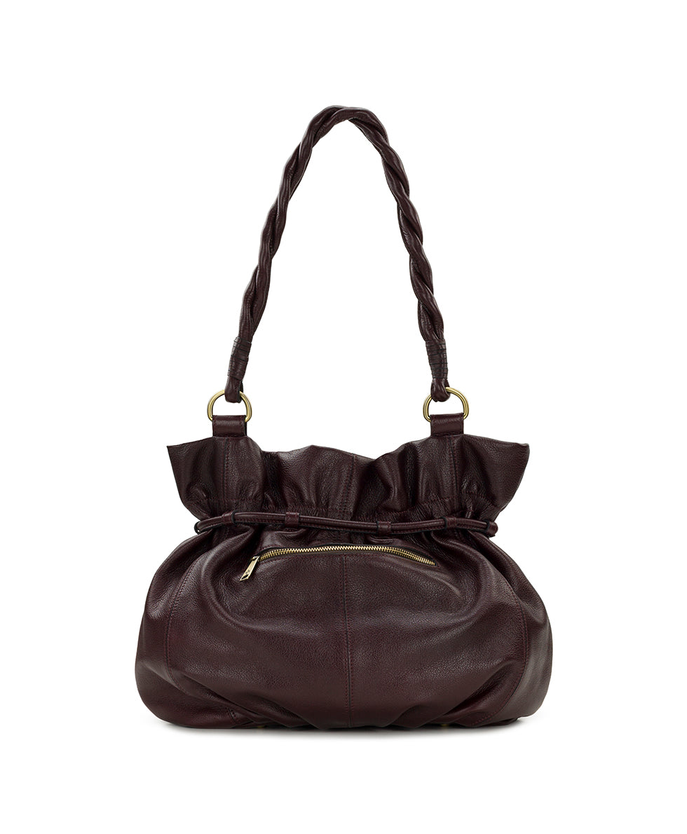 Female - Freja Drawstring | Rugged Natural Grain | Plum - plum - by Patricia Nash - View 2 of 5