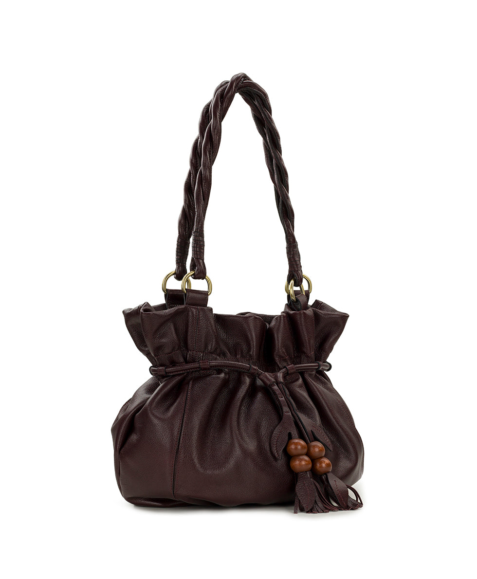 Female - Freja Drawstring | Rugged Natural Grain | Plum - plum - by Patricia Nash - View 3 of 5