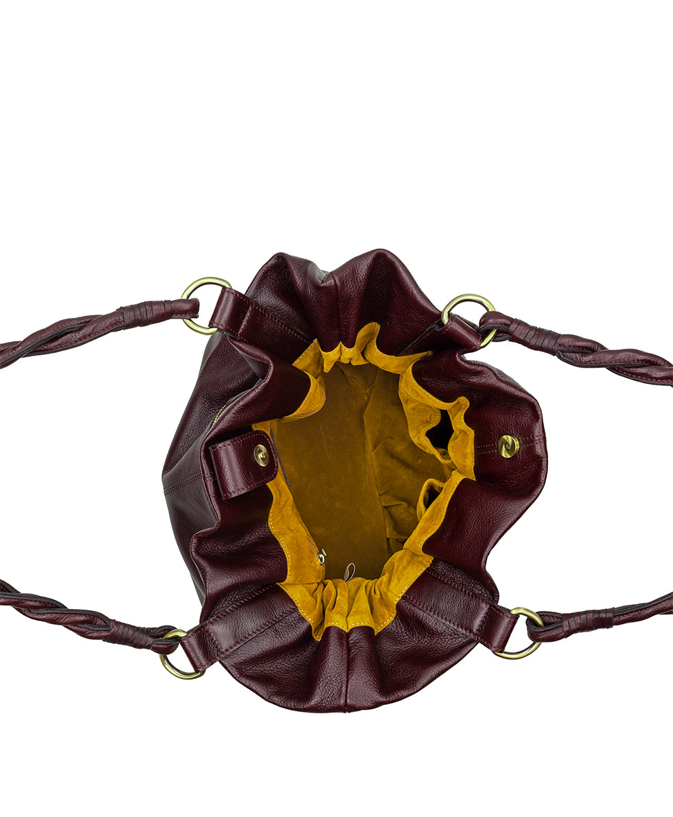Female - Freja Drawstring | Rugged Natural Grain | Plum - plum - by Patricia Nash - View 5 of 5