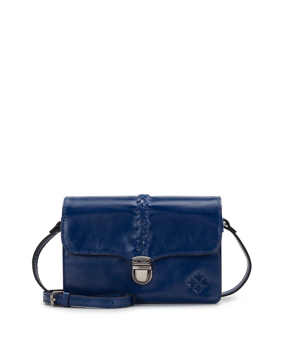 Female - Bianco Crossbody Organizer - Vintage Distressed Leather - navy peony - by Patricia Nash - View 1 of 5