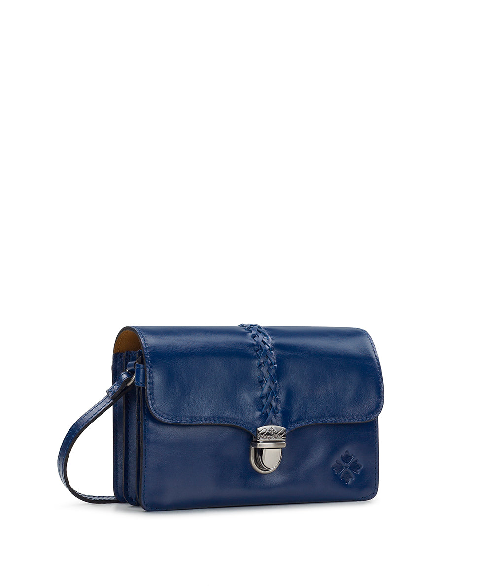 Female - Bianco Crossbody Organizer - Vintage Distressed Leather - navy peony - by Patricia Nash - View 3 of 5
