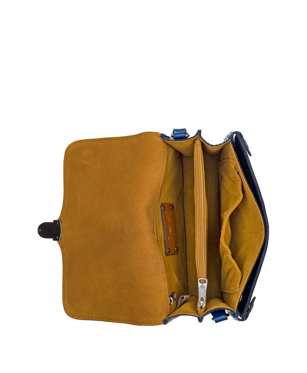 Female - Bianco Crossbody Organizer - Vintage Distressed Leather - navy peony - by Patricia Nash - View 5 of 5