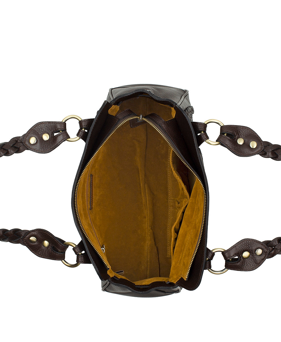Female - Dalane Satchel | Rugged Natural Grain | Chocolate - chocolate - by Patricia Nash - View 5 of 6