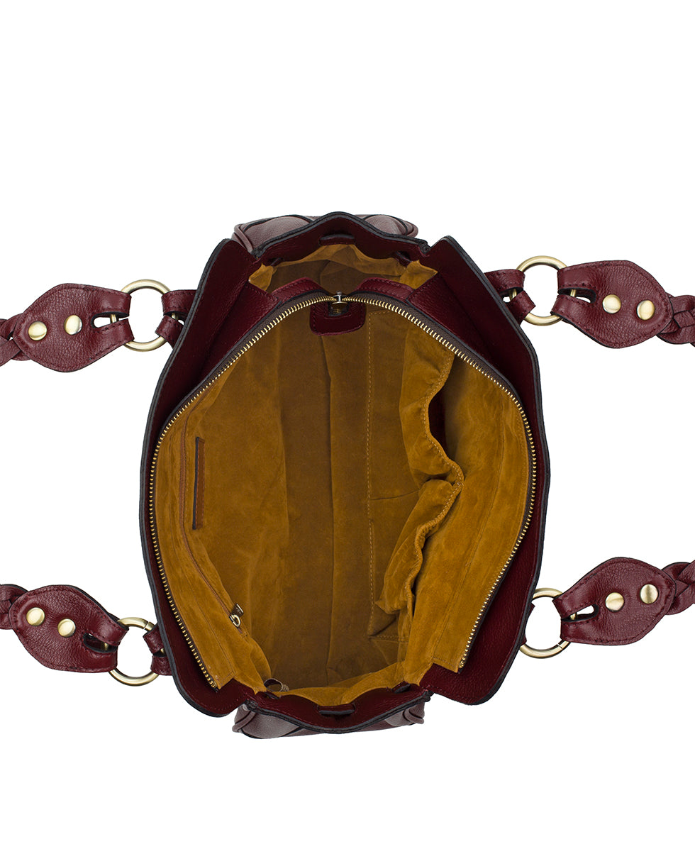 Female - Dalane Satchel | Rugged Natural Grain | Oxblood - oxblood - by Patricia Nash - View 4 of 4