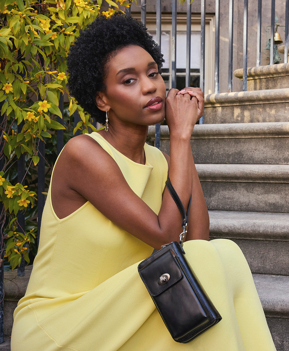 Female - Avery Phone Crossbody | Vintage Distressed | Black - black - by Patricia Nash - View 2 of 7