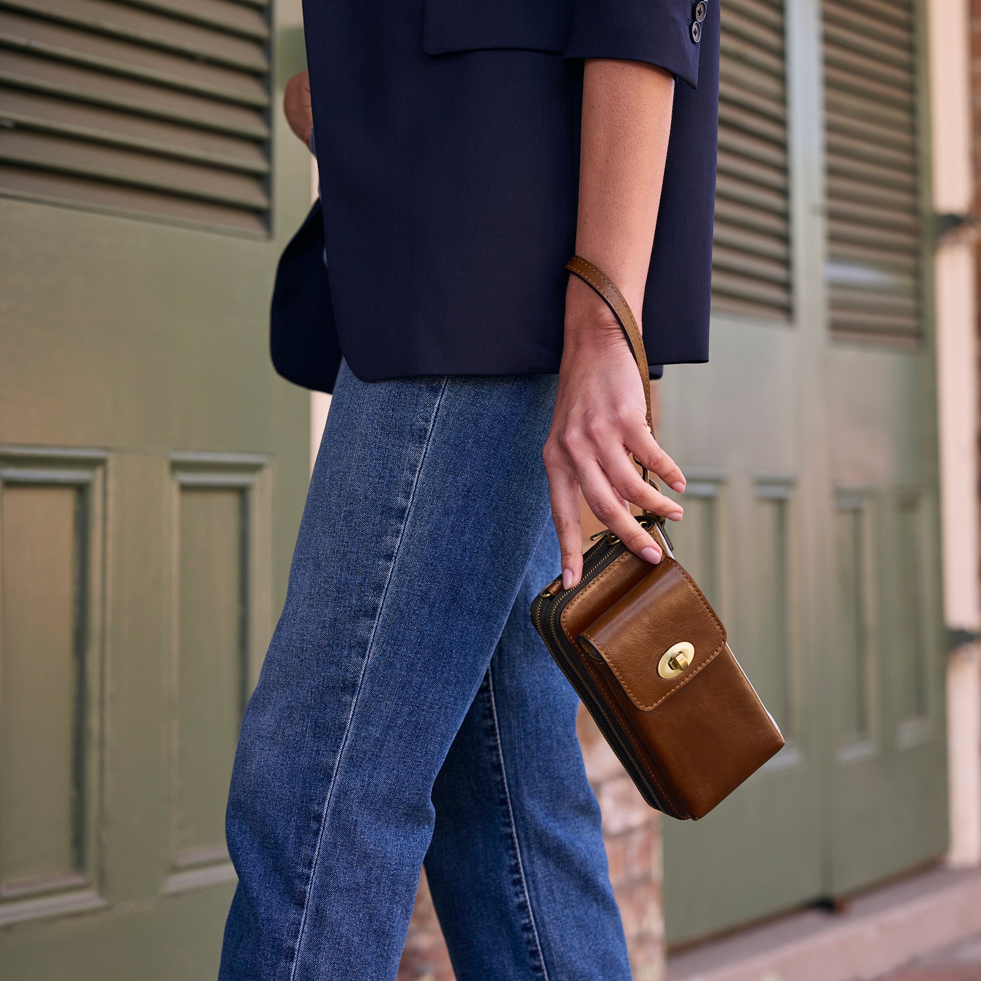 Female - Avery Phone Crossbody | Vintage Distressed | Cognac - cognac - by Patricia Nash - View 2 of 6