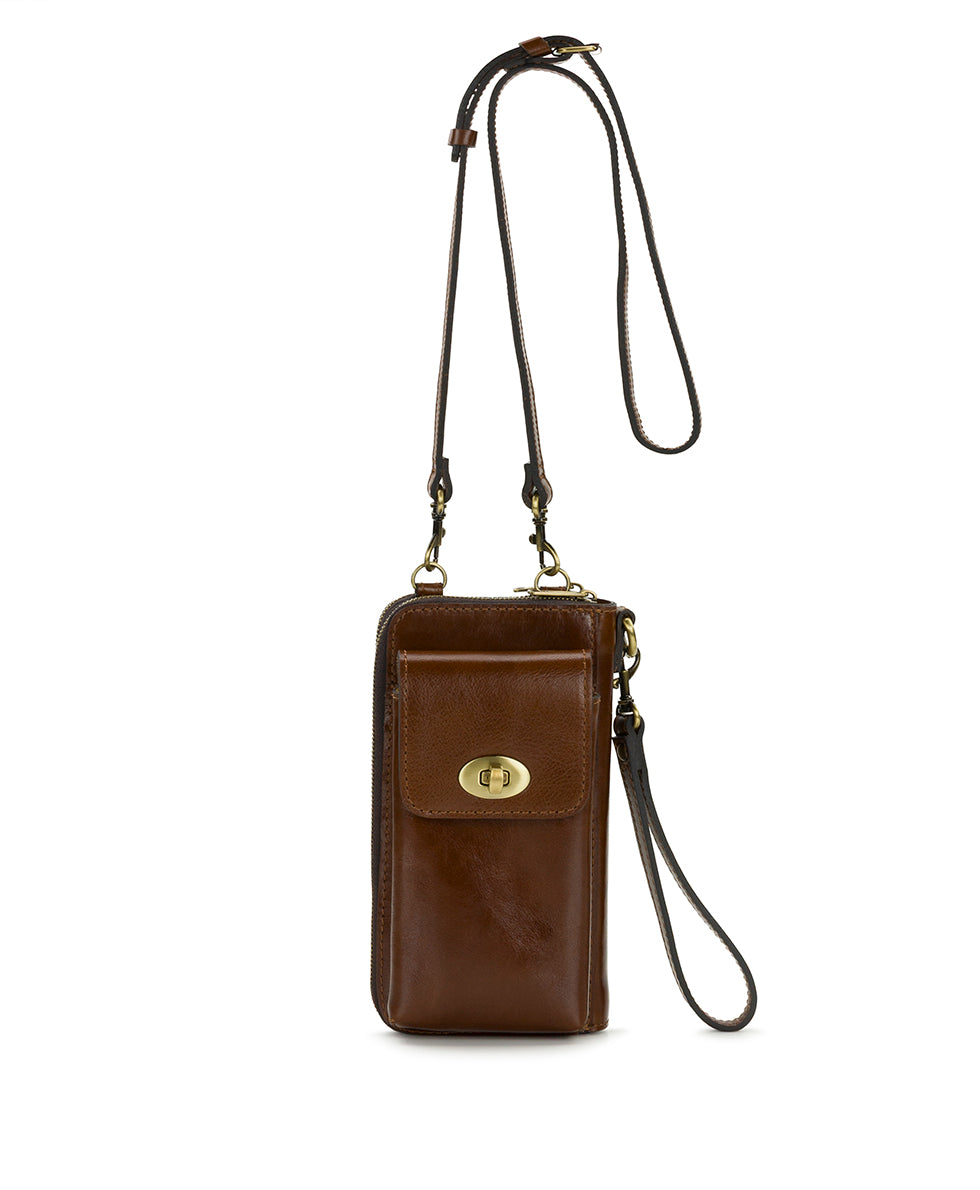 Female - Avery Phone Crossbody | Vintage Distressed | Cognac - cognac - by Patricia Nash - View 1 of 6