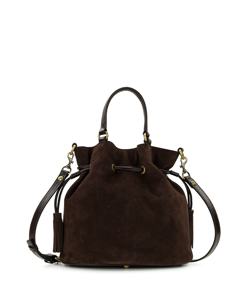 Female - Anya Satchel With Hang Off | Suede Leather | Chocolate - chocolate - by Patricia Nash - View 2 of 8