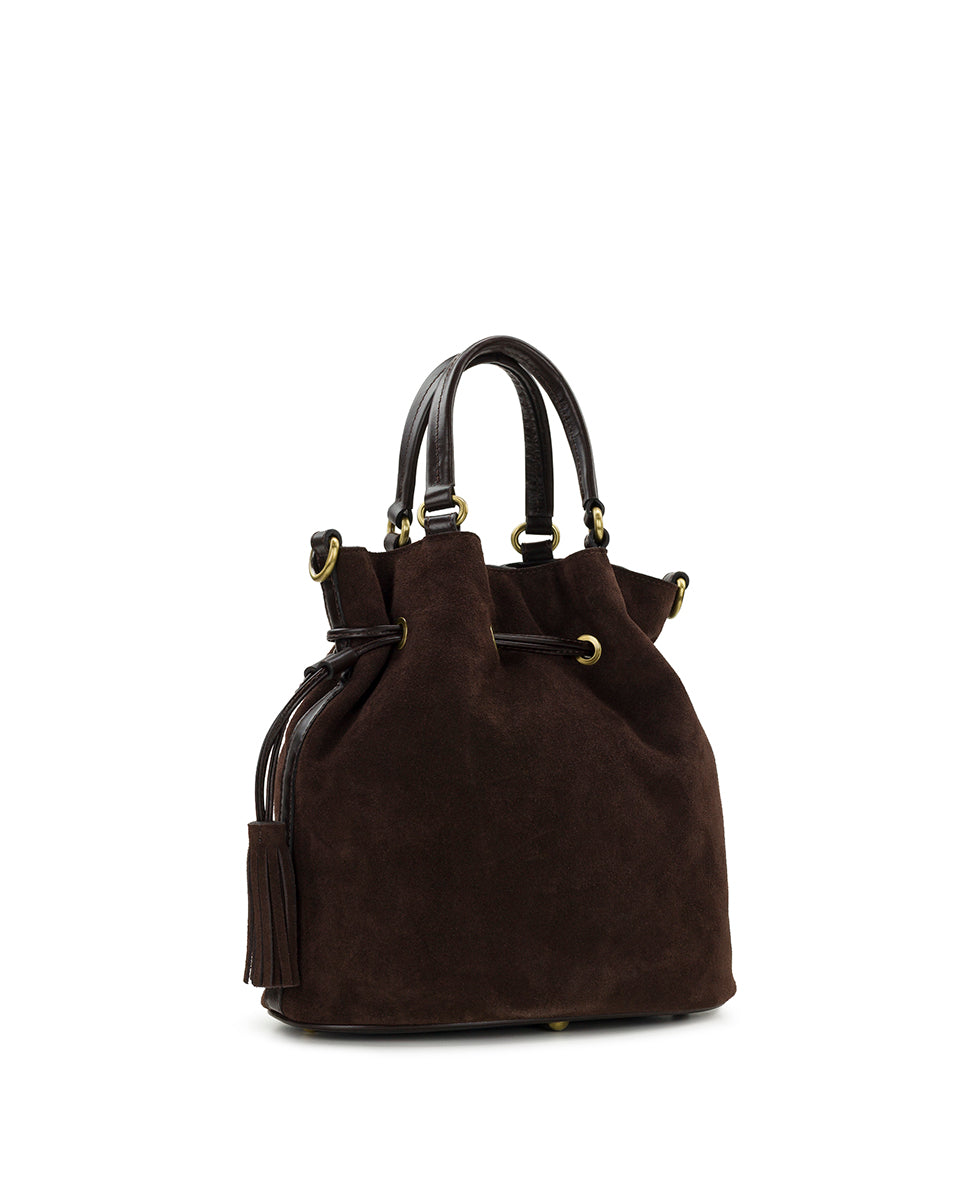 Female - Anya Satchel With Hang Off | Suede Leather | Chocolate - chocolate - by Patricia Nash - View 4 of 8