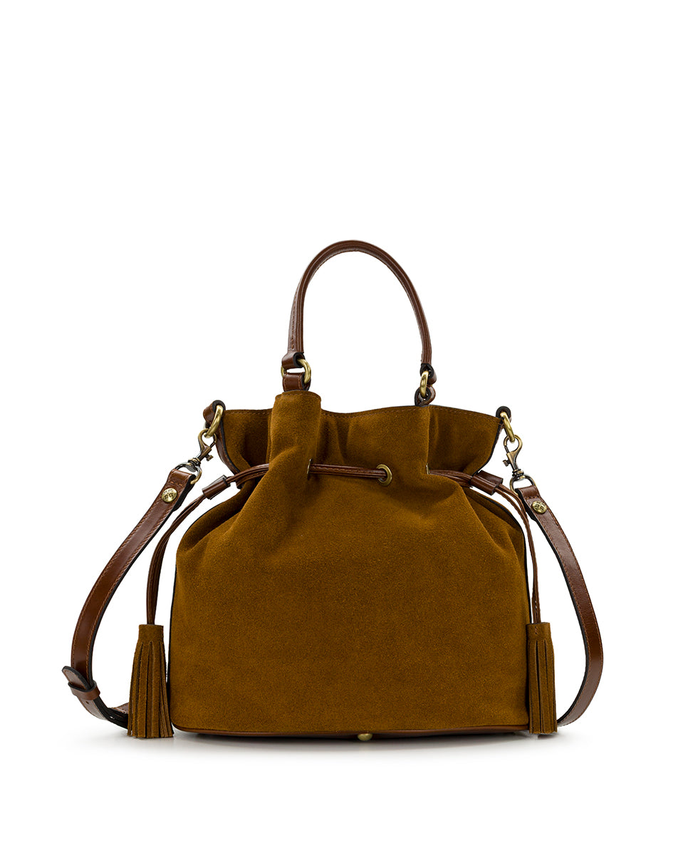 Female - Anya Satchel With Hang Off | Suede Leather | Cognac - cognac - by Patricia Nash - View 2 of 8
