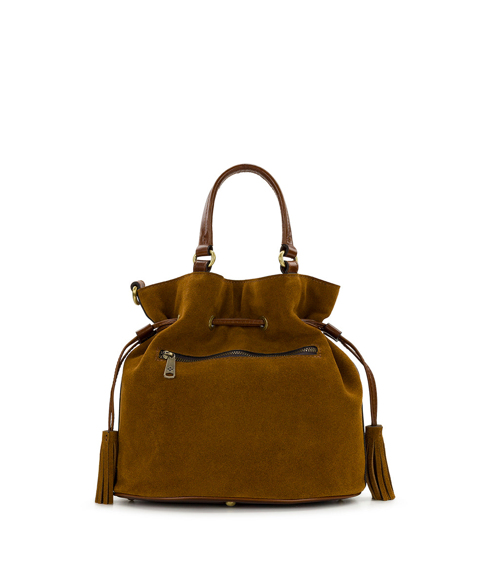 Female - Anya Satchel With Hang Off | Suede Leather | Cognac - cognac - by Patricia Nash - View 3 of 8