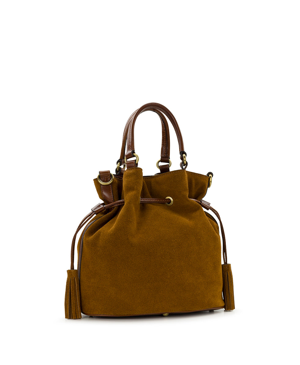 Female - Anya Satchel With Hang Off | Suede Leather | Cognac - cognac - by Patricia Nash - View 4 of 8