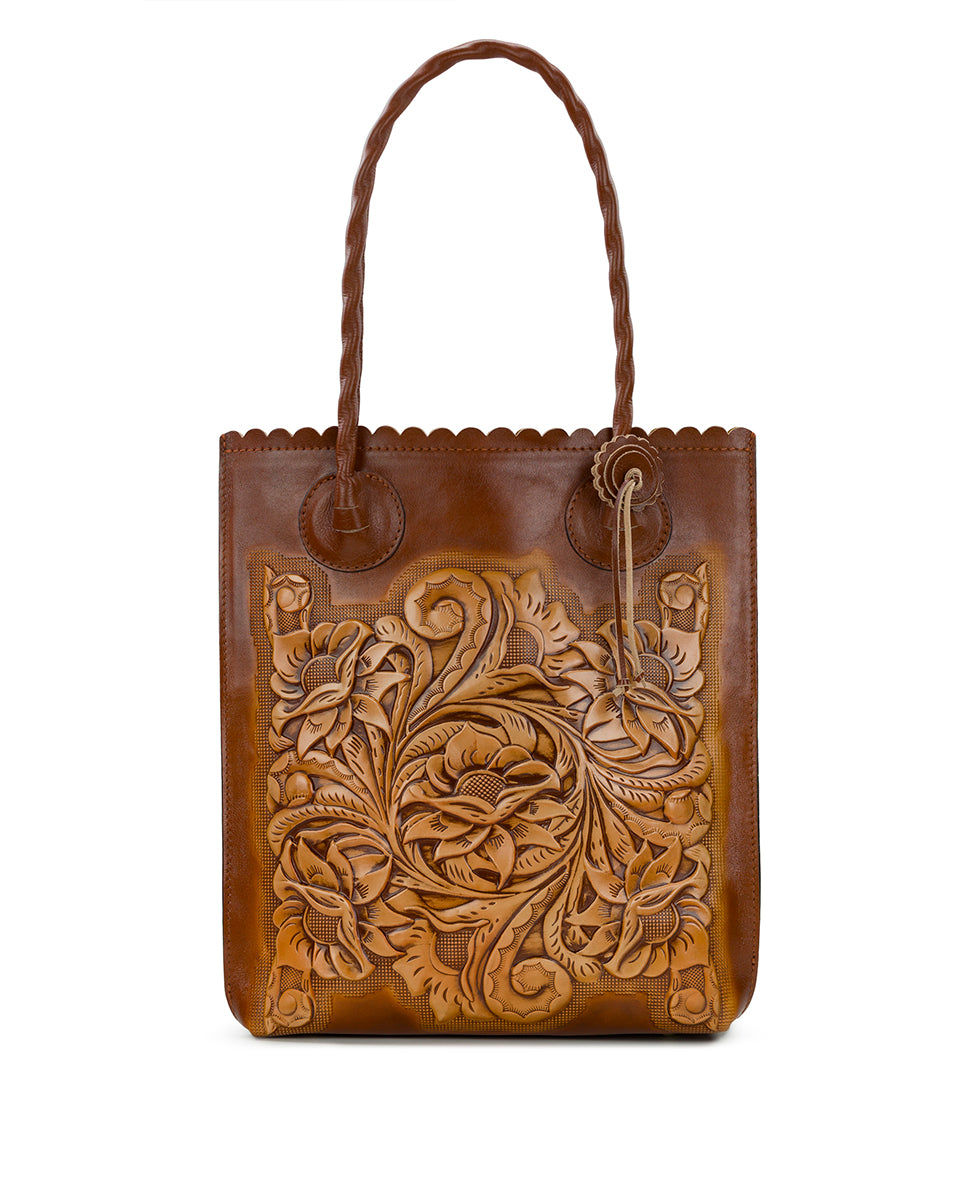 Female - Cavo Tote - Natural Cavo Tooled Colorblock - tan - by Patricia Nash - View 1 of 5